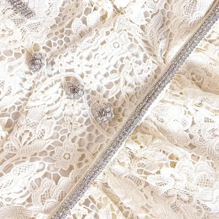 Dresses Woman SelfPortrait Cream Cord Lace Bow Mini Dress Dresses Woman SelfPortrait Cream Cord Lace Bow Mini Dress