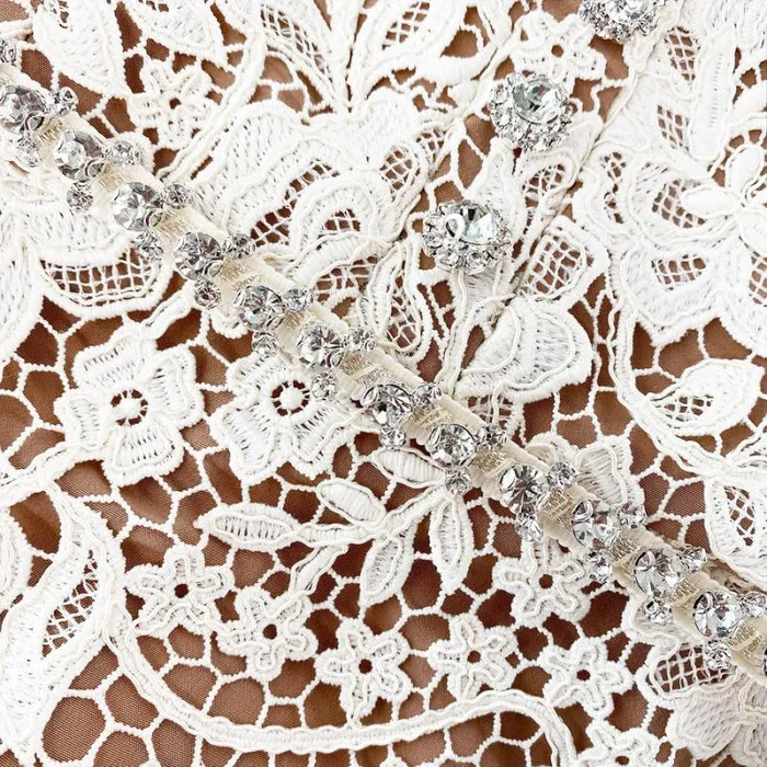Dresses Woman SelfPortrait Cream Cord Lace Diamante Midi Dress Dresses Woman SelfPortrait Cream Cord Lace Diamante Midi Dress