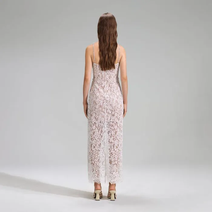 Dresses Woman SelfPortrait Cream Cord Lace Tiered Midi Dress Dresses Woman SelfPortrait Cream Cord Lace Tiered Midi Dress