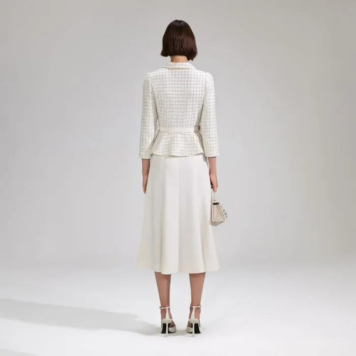 Dresses Woman SelfPortrait Cream Grid Sequin Crepe Midi Dress Dresses Woman SelfPortrait Cream Grid Sequin Crepe Midi Dress