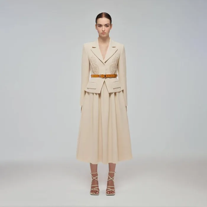 Dresses Woman SelfPortrait Cream Grid Sequin Crepe Midi Dress Dresses Woman SelfPortrait Cream Grid Sequin Crepe Midi Dress