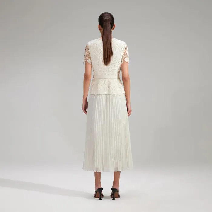 Dresses Woman SelfPortrait Cream Guipure Lace Midi Dress Dresses Woman SelfPortrait Cream Guipure Lace Midi Dress