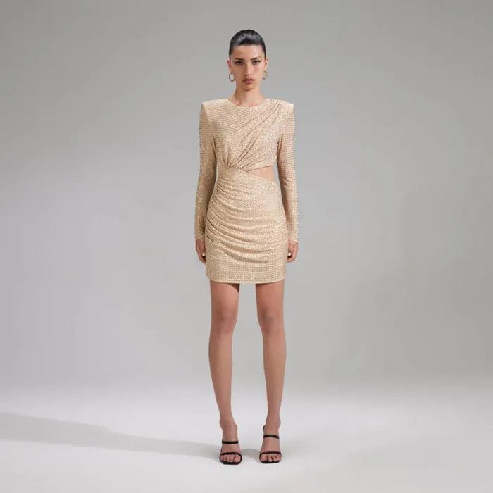 Dresses Woman SelfPortrait Cream Rhinestone Mini Dress