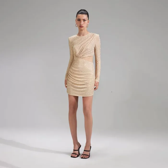 Dresses Woman SelfPortrait Cream Rhinestone Mini Dress Dresses Woman SelfPortrait Cream Rhinestone Mini Dress