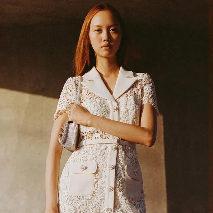 Dresses Woman SelfPortrait Cream Rose Lace Midi Dress Dresses Woman SelfPortrait Cream Rose Lace Midi Dress
