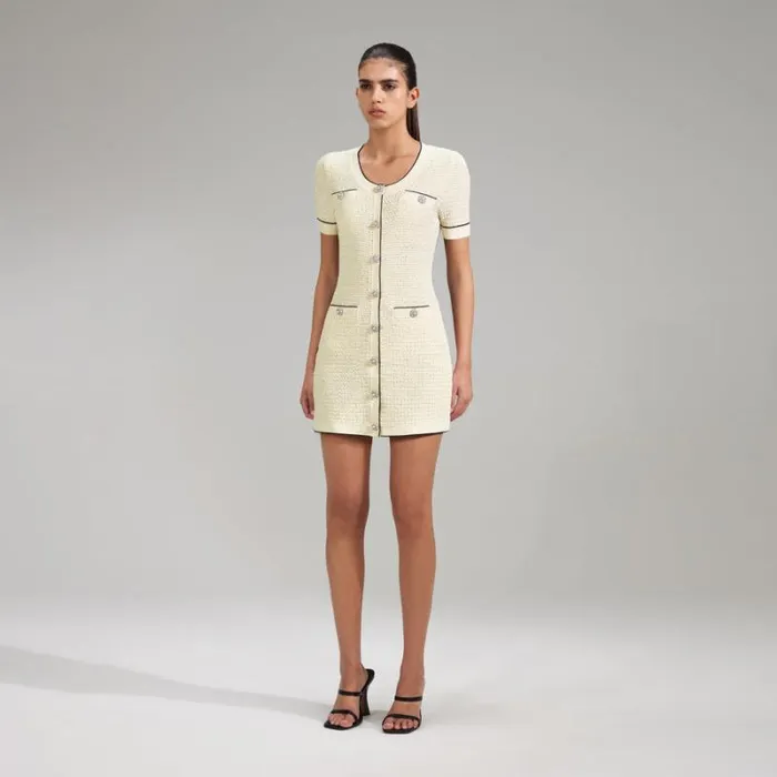 Dresses Woman SelfPortrait Cream Sequin Knitted U Neck Mini Dress Dresses Woman SelfPortrait Cream Sequin Knitted U Neck Mini Dress