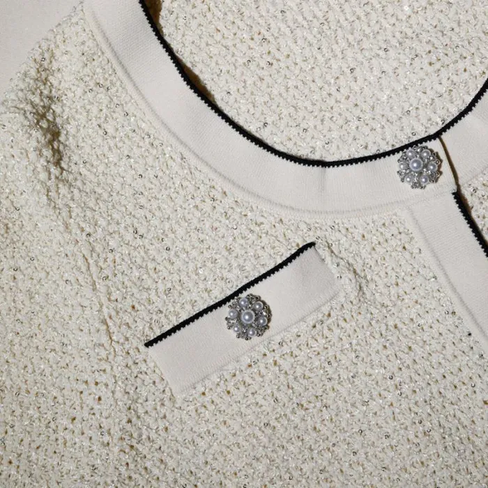 Dresses Woman SelfPortrait Cream Sequin Knitted U Neck Mini Dress Dresses Woman SelfPortrait Cream Sequin Knitted U Neck Mini Dress