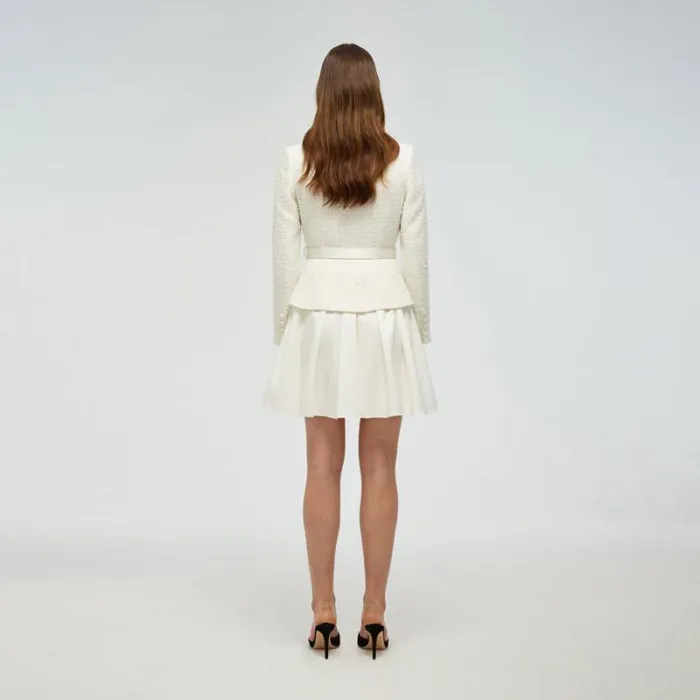 Dresses Woman SelfPortrait Cream Tailored Boucl And Chiffon Midi Dress Dresses Woman SelfPortrait Cream Tailored Boucl And Chiffon Midi Dress