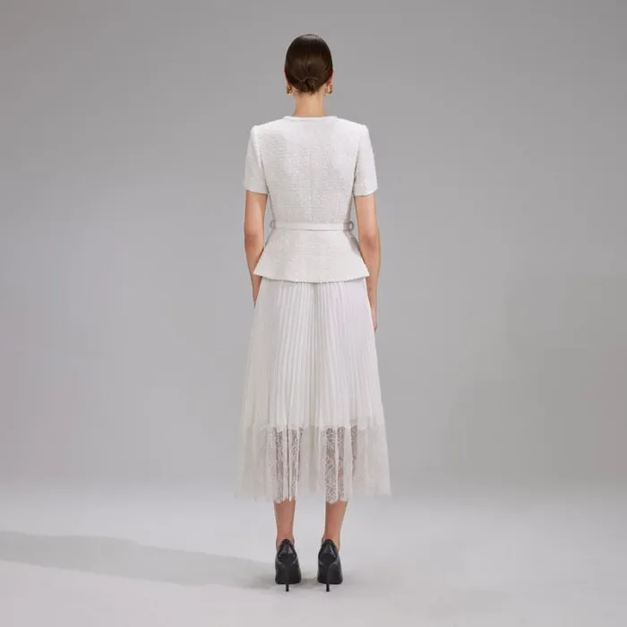 Dresses Woman SelfPortrait Cream Tailored Boucl And Chiffon Midi Dress Dresses Woman SelfPortrait Cream Tailored Boucl And Chiffon Midi Dress