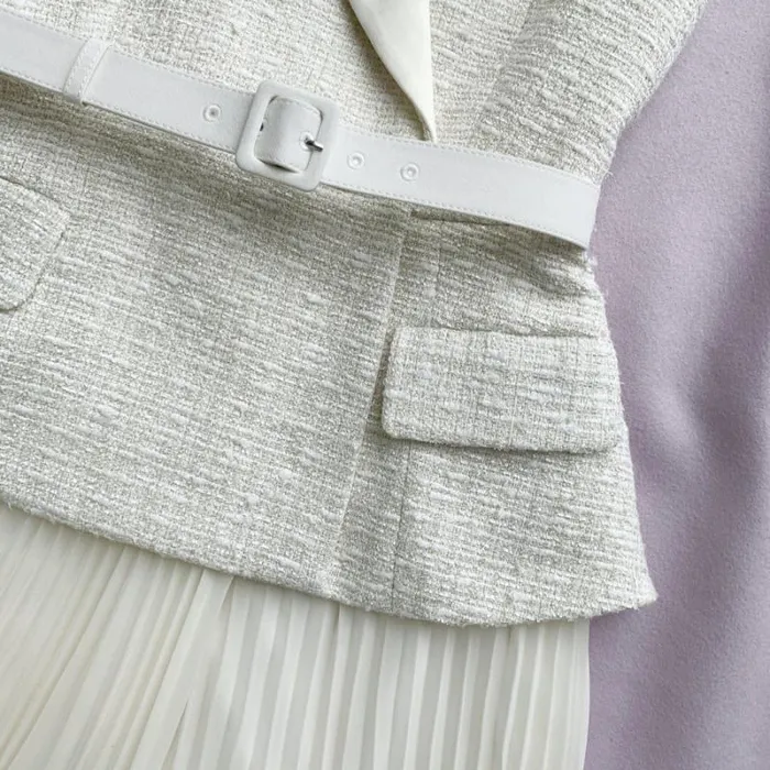 Dresses Woman SelfPortrait Cream Tailored Boucl And Chiffon Midi Dress Dresses Woman SelfPortrait Cream Tailored Boucl And Chiffon Midi Dress