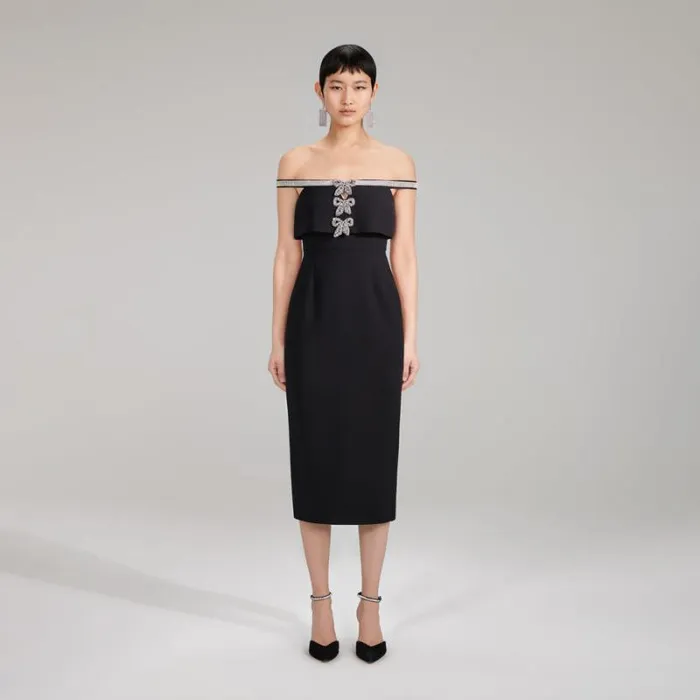 Dresses Woman SelfPortrait Crepe Bow Midi Dress