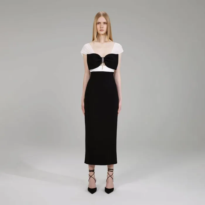 Dresses Woman SelfPortrait Crepe Bow Midi Dress Dresses Woman SelfPortrait Crepe Bow Midi Dress