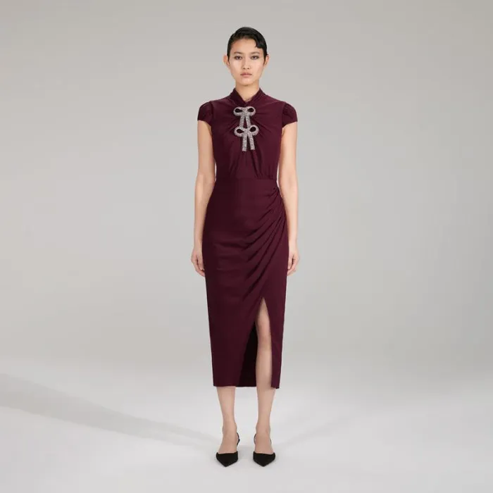 Dresses Woman SelfPortrait Crepe Bow Midi Dress Dresses Woman SelfPortrait Crepe Bow Midi Dress