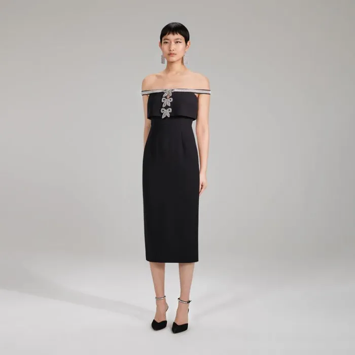 Dresses Woman SelfPortrait Crepe Bow Midi Dress Dresses Woman SelfPortrait Crepe Bow Midi Dress
