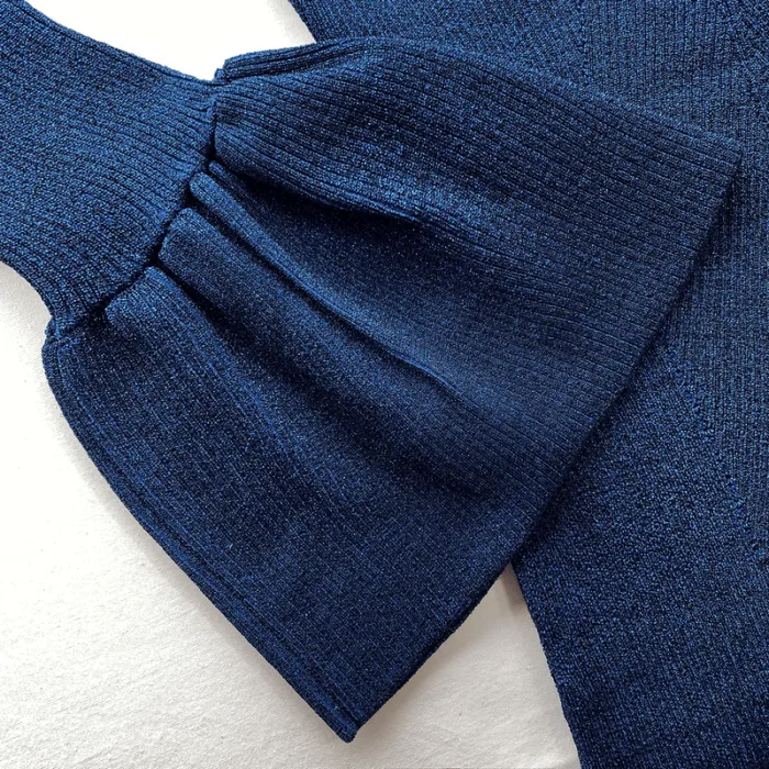 Dresses Woman SelfPortrait Dark Blue Lurex Knit Midi Dress Dresses Woman SelfPortrait Dark Blue Lurex Knit Midi Dress