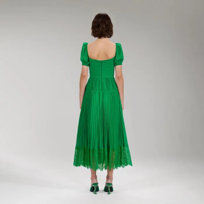 Dresses Woman SelfPortrait Deep Green Chiffon Midi Dress Dresses Woman SelfPortrait Deep Green Chiffon Midi Dress