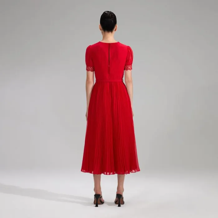 Dresses Woman SelfPortrait Deep Green Chiffon Midi Dress Dresses Woman SelfPortrait Deep Green Chiffon Midi Dress