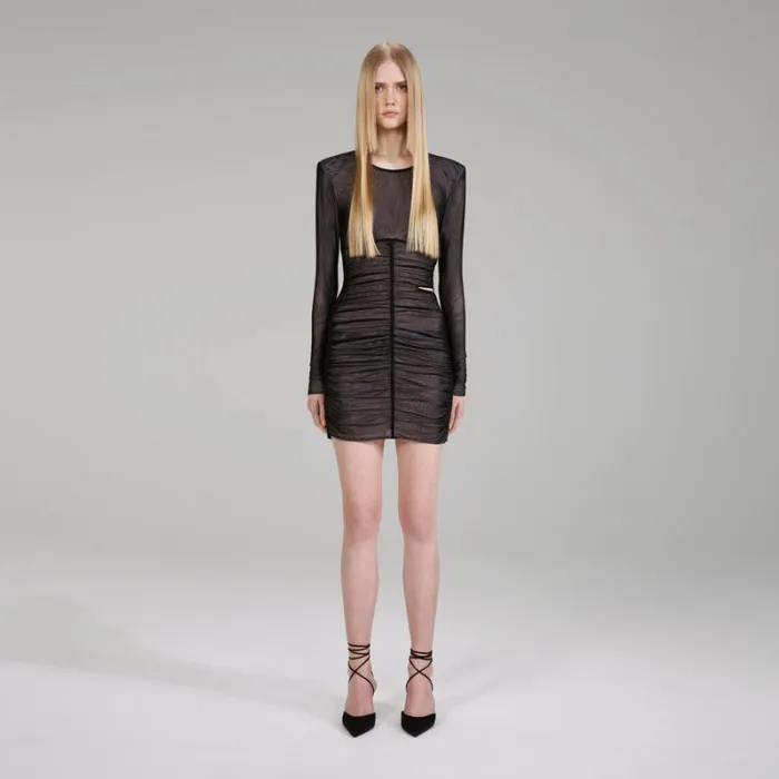 Dresses Woman SelfPortrait Double Mesh Mini Dress