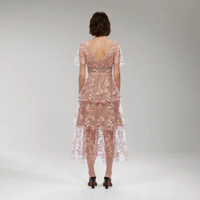 Dresses Woman SelfPortrait Flower Mesh Tiered Mini Dress Dresses Woman SelfPortrait Flower Mesh Tiered Mini Dress
