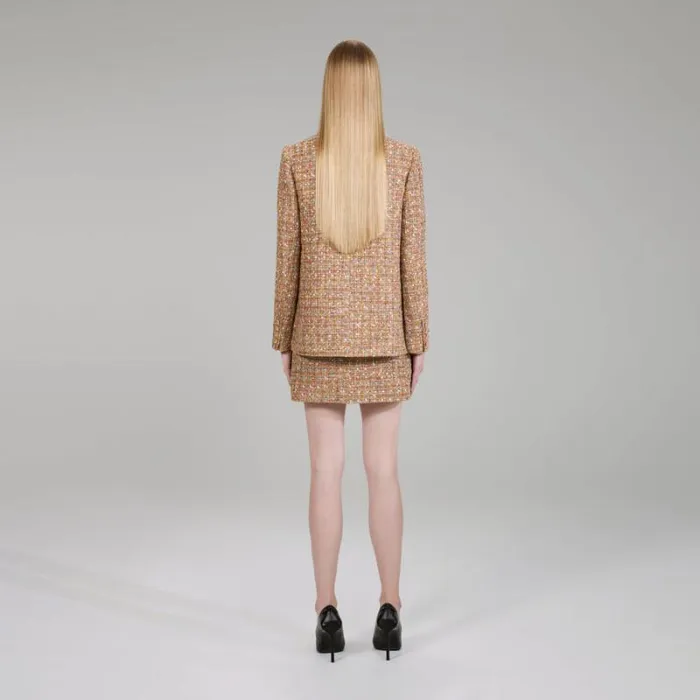Dresses Woman SelfPortrait Gold Tinsel Boucl Mini Dress Dresses Woman SelfPortrait Gold Tinsel Boucl Mini Dress