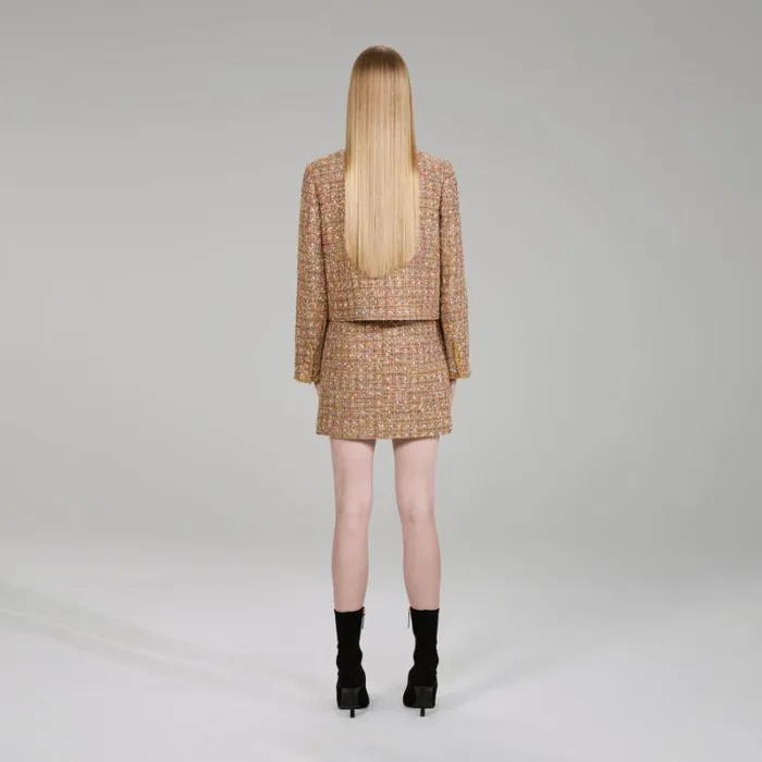 Dresses Woman SelfPortrait Gold Tinsel Boucl Mini Dress Dresses Woman SelfPortrait Gold Tinsel Boucl Mini Dress