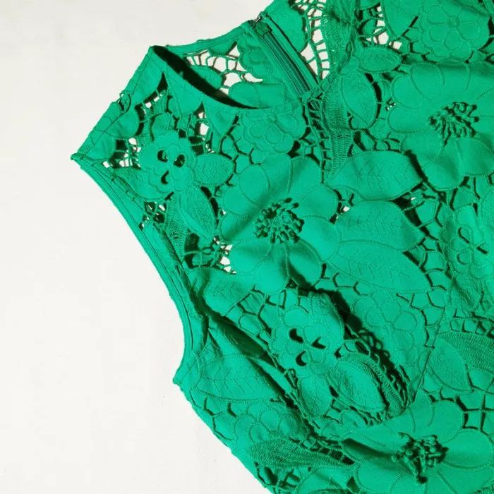 Dresses Woman SelfPortrait Green 3D Cotton Lace Midi Dress Dresses Woman SelfPortrait Green 3D Cotton Lace Midi Dress