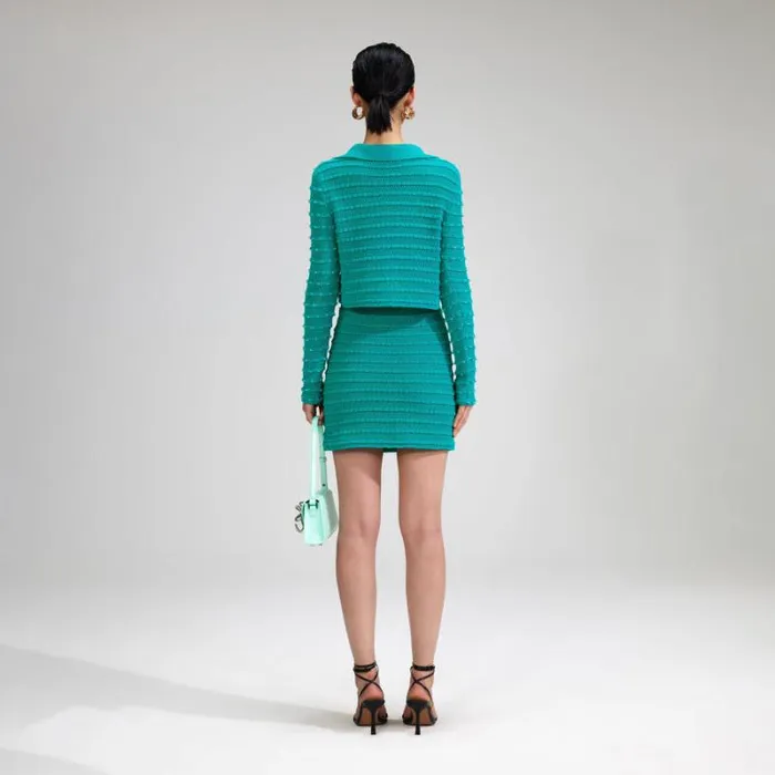 Dresses Woman SelfPortrait Green Beaded Knit Midi Dress Dresses Woman SelfPortrait Green Beaded Knit Midi Dress