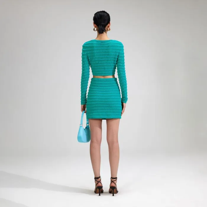 Dresses Woman SelfPortrait Green Beaded Knit Midi Dress Dresses Woman SelfPortrait Green Beaded Knit Midi Dress