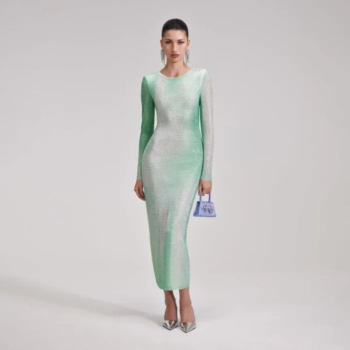 Dresses Woman SelfPortrait Green Contour Print Midi Dress
