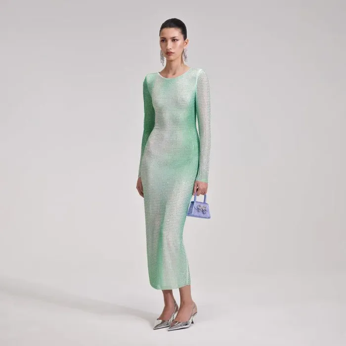 Dresses Woman SelfPortrait Green Contour Print Midi Dress Dresses Woman SelfPortrait Green Contour Print Midi Dress