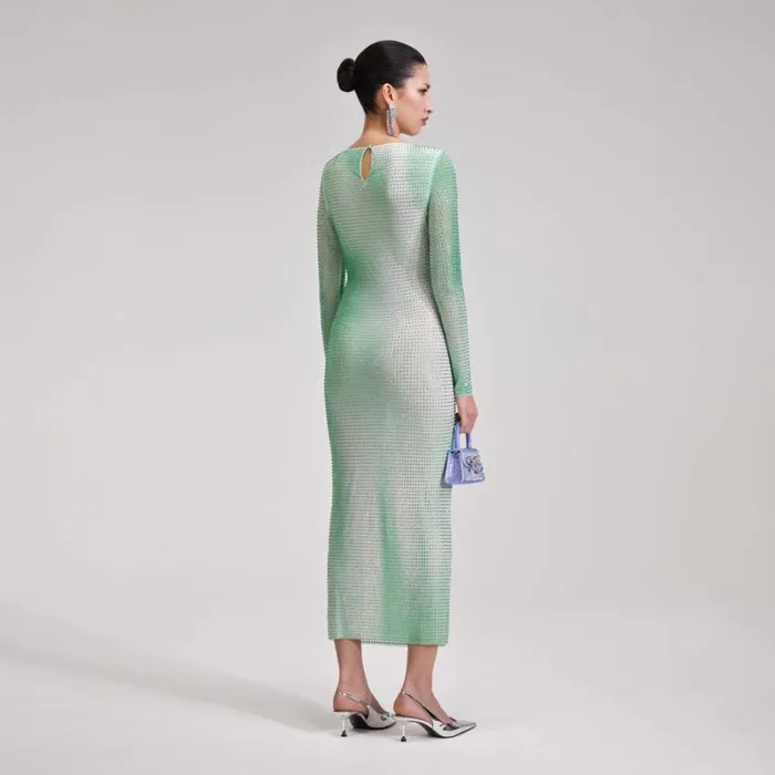 Dresses Woman SelfPortrait Green Contour Print Midi Dress Dresses Woman SelfPortrait Green Contour Print Midi Dress