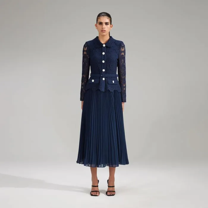 Dresses Woman SelfPortrait Green Cord Lace Tiered Midi Dress Dresses Woman SelfPortrait Green Cord Lace Tiered Midi Dress