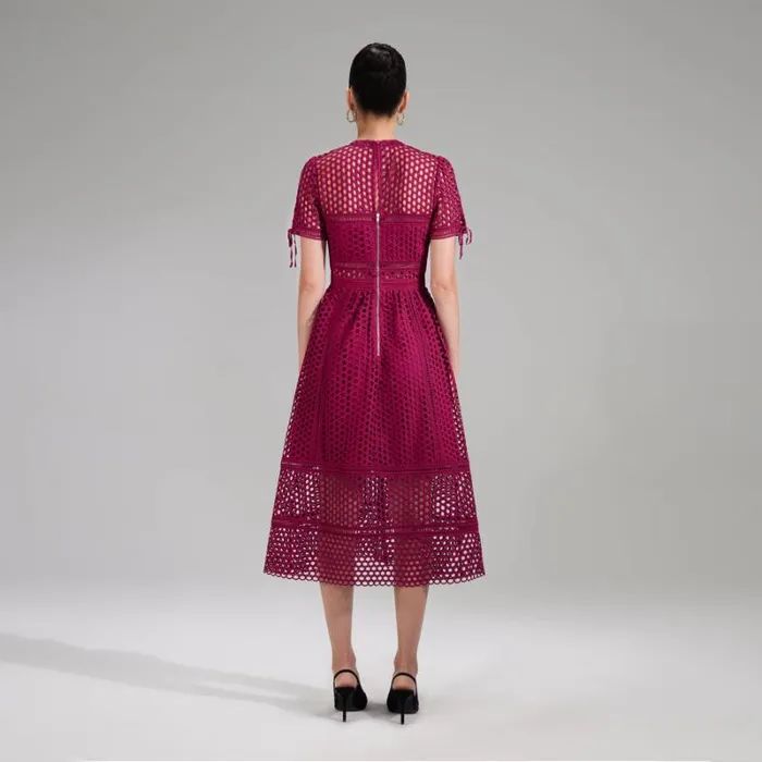 Dresses Woman SelfPortrait Green Cord Lace Tiered Midi Dress Dresses Woman SelfPortrait Green Cord Lace Tiered Midi Dress