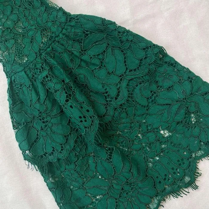 Dresses Woman SelfPortrait Green Cord Lace Tiered Midi Dress Dresses Woman SelfPortrait Green Cord Lace Tiered Midi Dress