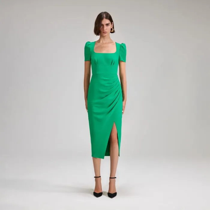 Dresses Woman SelfPortrait Green Crepe Midi Dress
