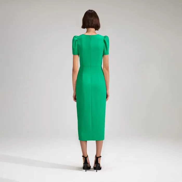 Dresses Woman SelfPortrait Green Crepe Midi Dress Dresses Woman SelfPortrait Green Crepe Midi Dress