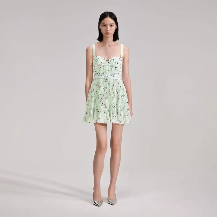 Dresses Woman SelfPortrait Green Floral Print Mini Dress