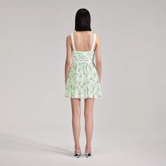 Dresses Woman SelfPortrait Green Floral Print Mini Dress Dresses Woman SelfPortrait Green Floral Print Mini Dress