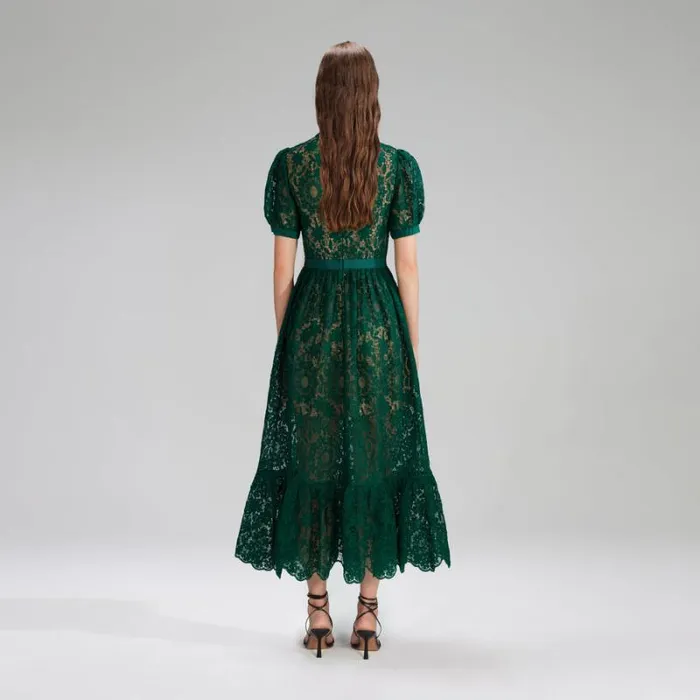Dresses Woman SelfPortrait Green Lace Midi Dress Dresses Woman SelfPortrait Green Lace Midi Dress
