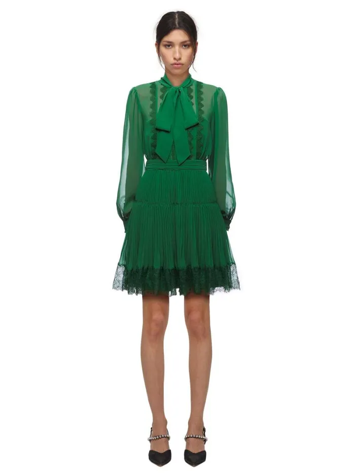 Dresses Woman SelfPortrait Green Lace Midi Dress Dresses Woman SelfPortrait Green Lace Midi Dress