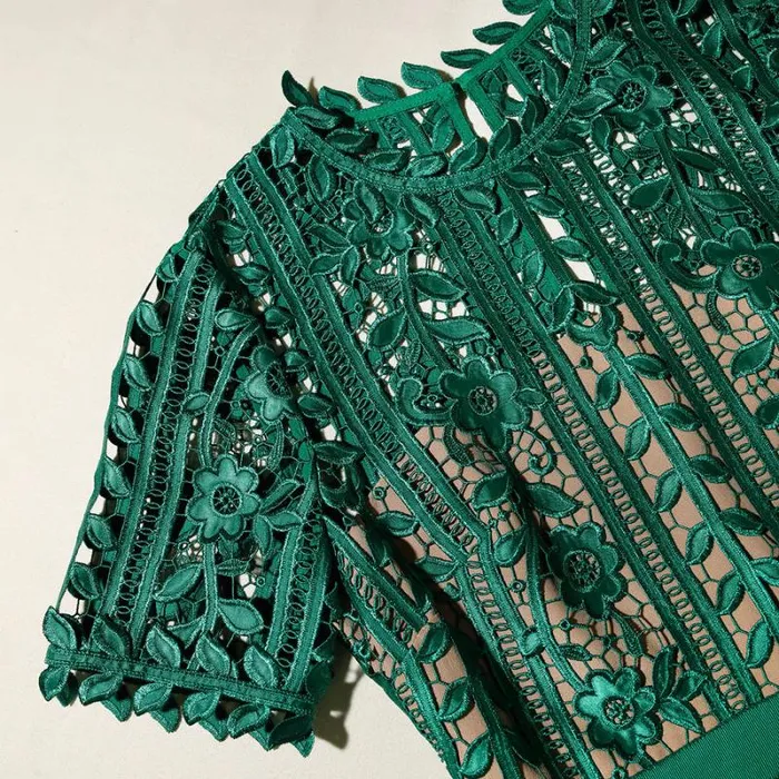 Dresses Woman SelfPortrait Green Lace Midi Dress Dresses Woman SelfPortrait Green Lace Midi Dress