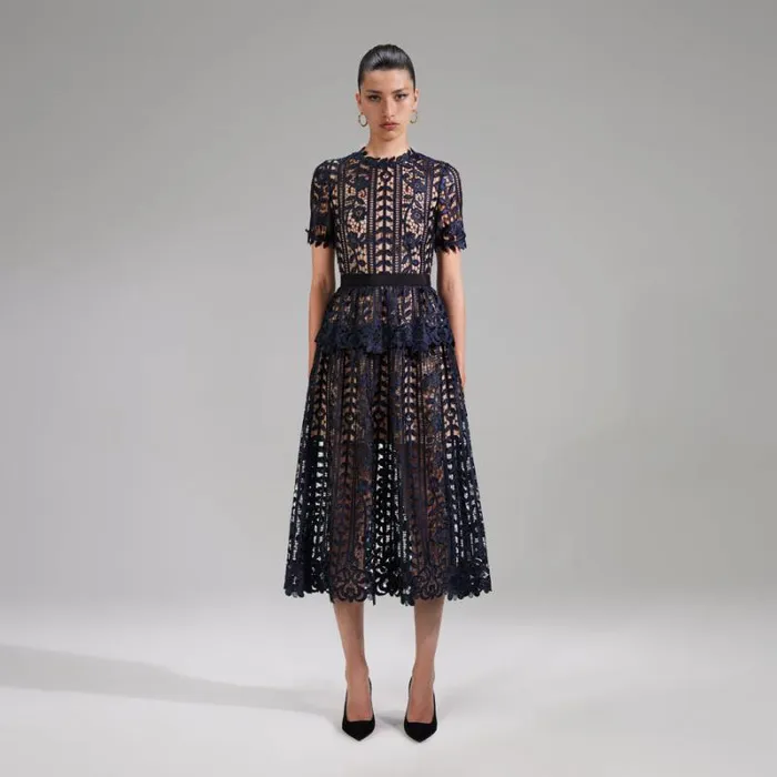 Dresses Woman SelfPortrait Green Lace Midi Dress Dresses Woman SelfPortrait Green Lace Midi Dress