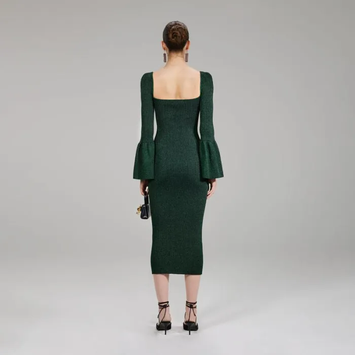 Dresses Woman SelfPortrait Green Lurex Knit Midi Cut Out Dress Dresses Woman SelfPortrait Green Lurex Knit Midi Cut Out Dress