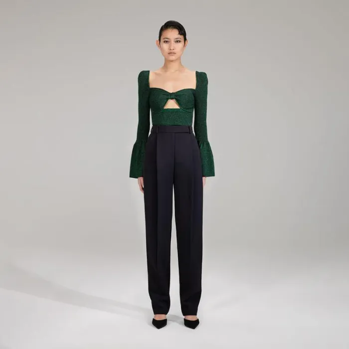 Dresses Woman SelfPortrait Green Lurex Knit Midi Cut Out Dress Dresses Woman SelfPortrait Green Lurex Knit Midi Cut Out Dress