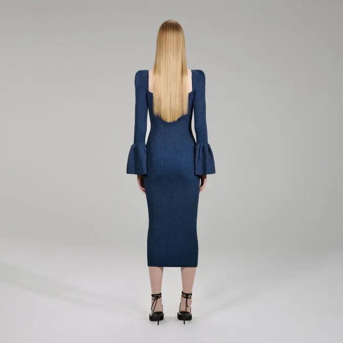 Dresses Woman SelfPortrait Green Lurex Knit Midi Cut Out Dress Dresses Woman SelfPortrait Green Lurex Knit Midi Cut Out Dress