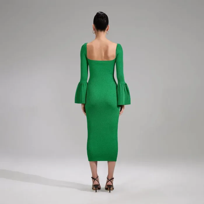 Dresses Woman SelfPortrait Green Lurex Knit Midi Cut Out Dress Dresses Woman SelfPortrait Green Lurex Knit Midi Cut Out Dress