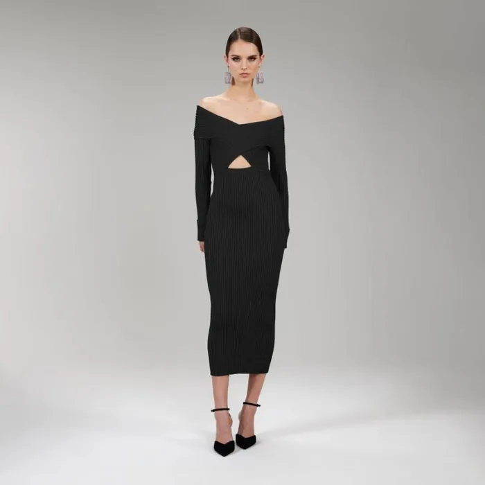 Dresses Woman SelfPortrait Green Lurex Knit Midi Dress Dresses Woman SelfPortrait Green Lurex Knit Midi Dress