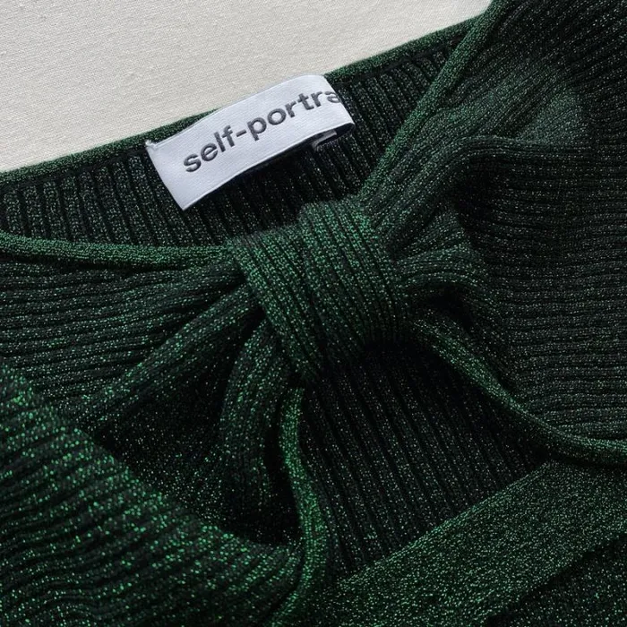 Dresses Woman SelfPortrait Green Lurex Knit Midi Dress Dresses Woman SelfPortrait Green Lurex Knit Midi Dress