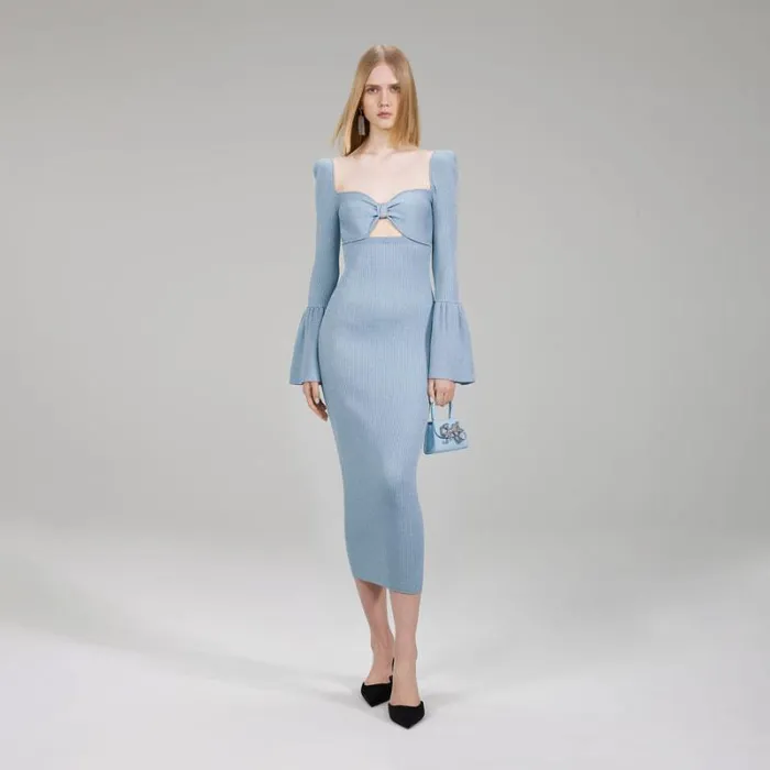 Dresses Woman SelfPortrait Green Lurex Knit Midi Dress Dresses Woman SelfPortrait Green Lurex Knit Midi Dress