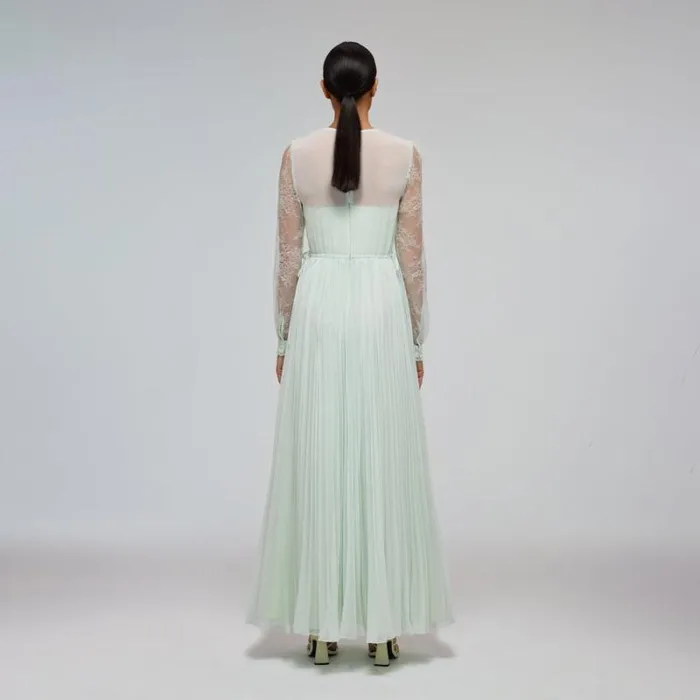 Dresses Woman SelfPortrait Green Pleated Diamante Detail Midi Dress Dresses Woman SelfPortrait Green Pleated Diamante Detail Midi Dress